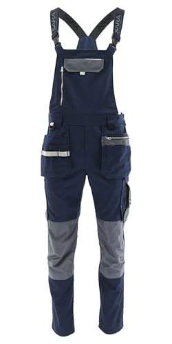 SARA WORKWEAR Latzhose Herren Lang mit Knietaschen - Strapazierfähige Arbeitshose - Arbeitshosen Männer mit Reflektierenden Elementen Gr.46-64 von SARA