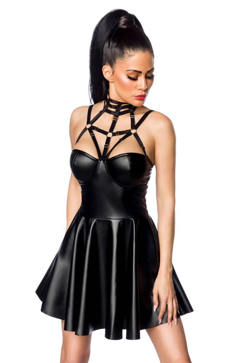 Saresia - Gothic Wäsche-Set - Powerlastic Harness Wetlook Dress - XS-S bis XL-XXL - für Damen - Größe XS-S - schwarz Saresia - Gothic Wäsche-Set - Powerlastic Harness Wetlook Dress - XS-S bis XL-XXL - für Damen - Größe XS-S - schwarz von SARESIA