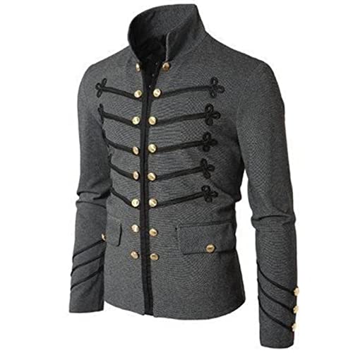 Herren Vintage Militärjacke Gothic Militär Parade Jacke bestickte Knöpfe einfarbig Top Retro Uniform Cardigan Oberbekleidung von sarge knives