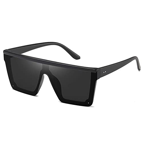 Übergroße quadratische Sonnenbrille für Damen und Herren, modische siamesische Linsen-Stil, flache Oberseite, Schild-Schattierungen von SARGE