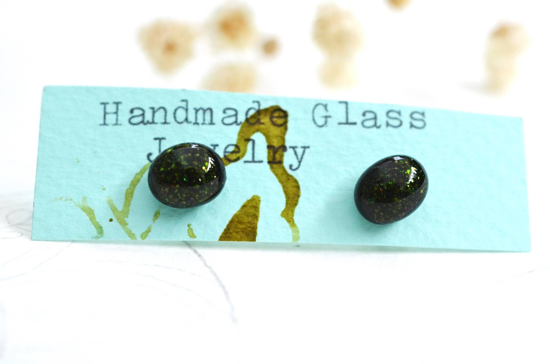 Funkelnde Glasohrstecker Ref. 341 Grüner Aventurin von SARIYER