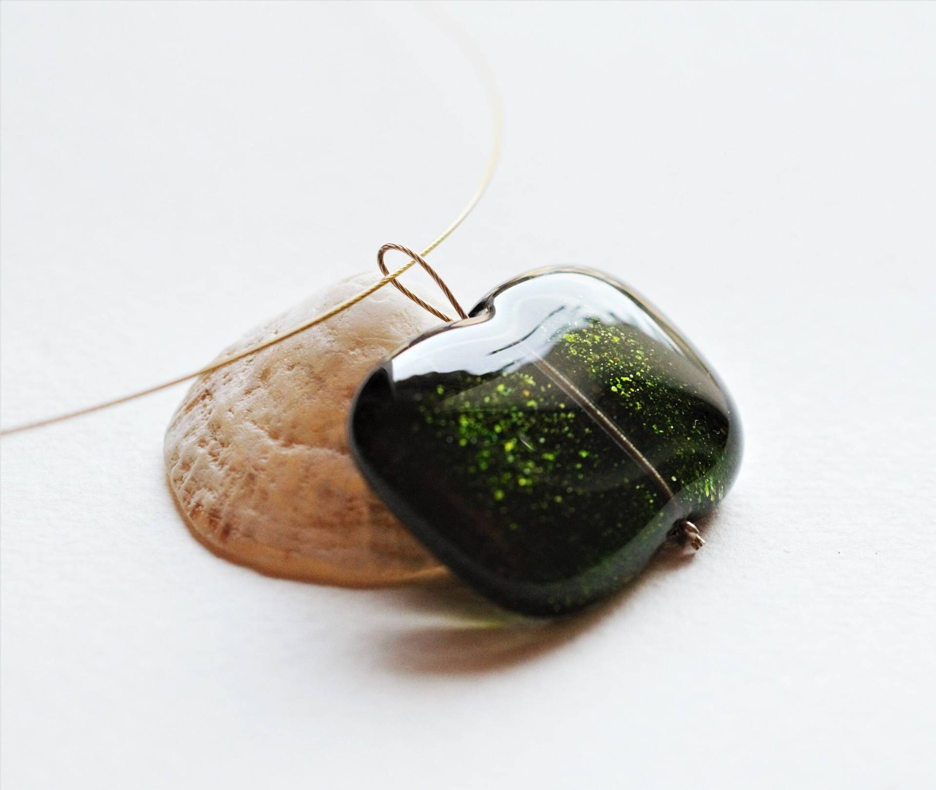 Ref 27 Halskette Mit Großem Aventurin-Glasanhänger Und Stahldraht von SARIYER