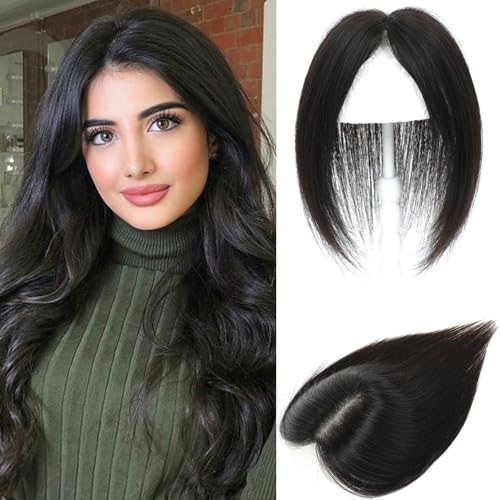 Haaraufsatz für dünner werdendes Haar, für Damen, Echthaar, ohne Pony, 7,6 x 10,2 cm, handgebunden, unsichtbar, Schweizer Basis, 25,4 cm, natürliches Schwarz Haaraufsatz für dünner werdendes Haar, für Damen, Echthaar, ohne Pony, 7,6 x 10,2 cm, handgebunden, unsichtbar, Schweizer Basis, 25,4 cm, natürliches Schwarz von SARO-UP