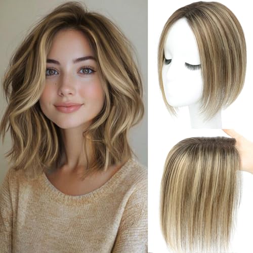 Haaraufsatz für dünner werdendes Haar, für Damen, Echthaar, ohne Pony, 7,6 x 10,2 cm, handgebunden, unsichtbar, Schweizer Basis, 25,4 cm (4T427#) von SARO-UP