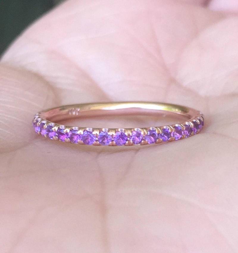 Amethyst Band/Halbe Ewigkeit Pave Ring Hochzeit Wachband Natürlicher 1.8 Mm Jubiläum Stapel von SARRIEL