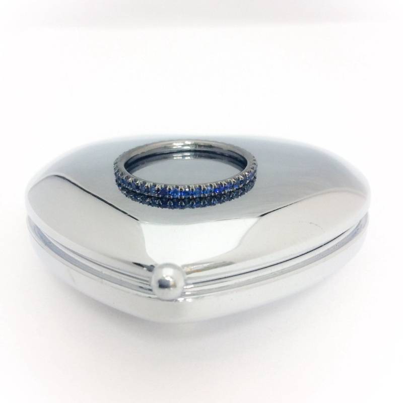 Blue Sapphire Pave Full Eternity Band 1.5mm Black Rhodium Dunkelgrau Gold Gaurd 45Th Jahrestag Infinity Stack von SARRIEL