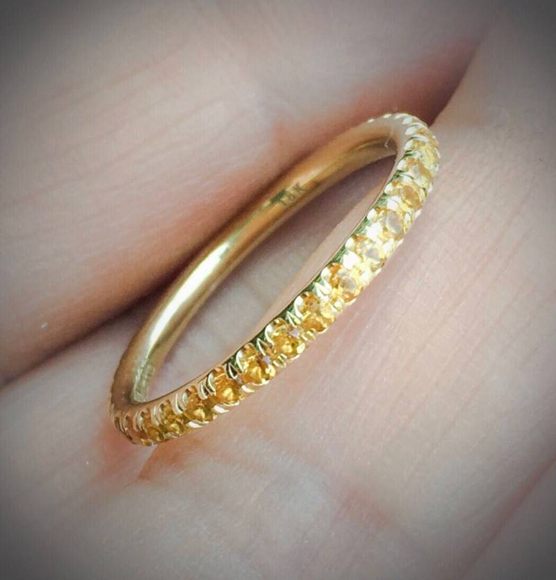 Citrin Eternity Ring/Natürliches Band Ebnen Volle Ewigkeit 2mm Infinity November Birthstone Stack 13. Jahrestag von SARRIEL