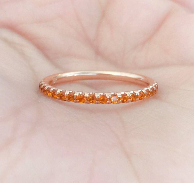 Citrin Pave Halbes Eternity Band/1.8 Mm Infinity Ring Hochzeitsjubiläum November Stacking von SARRIEL