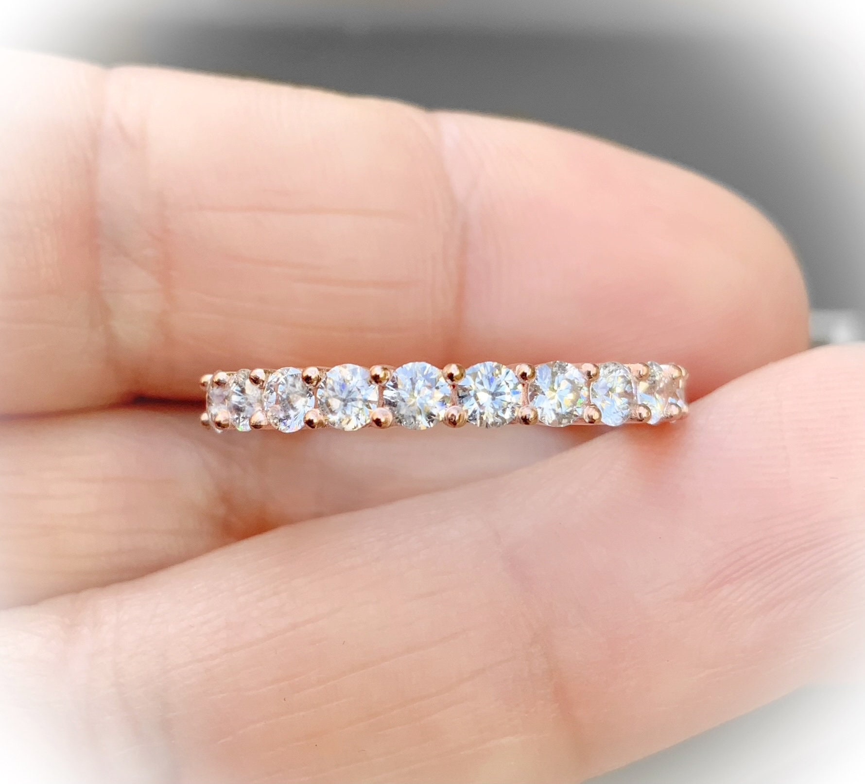 Diamant Band 1 Karat/ Half Eternity Shared Prong Lab Grown 3mm Ring/ Damen Ehering/ Gold Oder Platin/ Mit Bewertung von SARRIEL