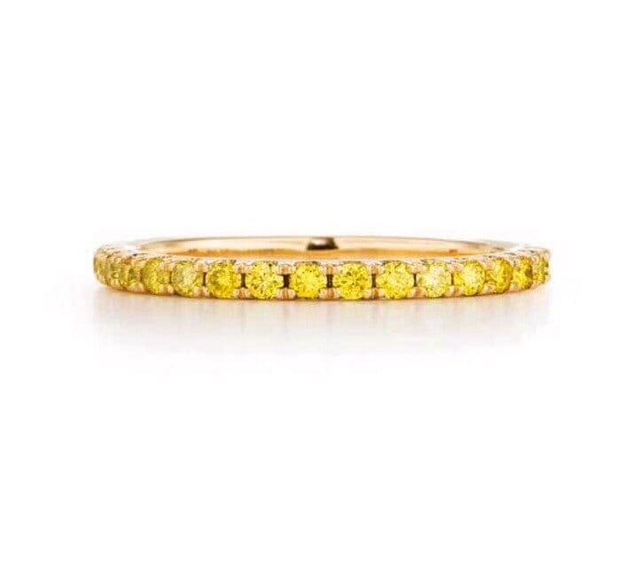 Gelber Saphir Eternity Band 1, 5 Mm Pave Halber Ring Hochzeit Jahrestag Gaurd November Stacking von SARRIEL