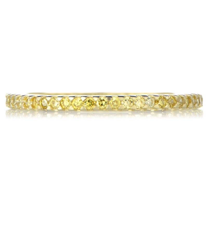 Gelber Saphir Eternity Band 1, 5 Mm Pave Halber Ring Hochzeitsjubiläum Gaurd September Stapel von SARRIEL