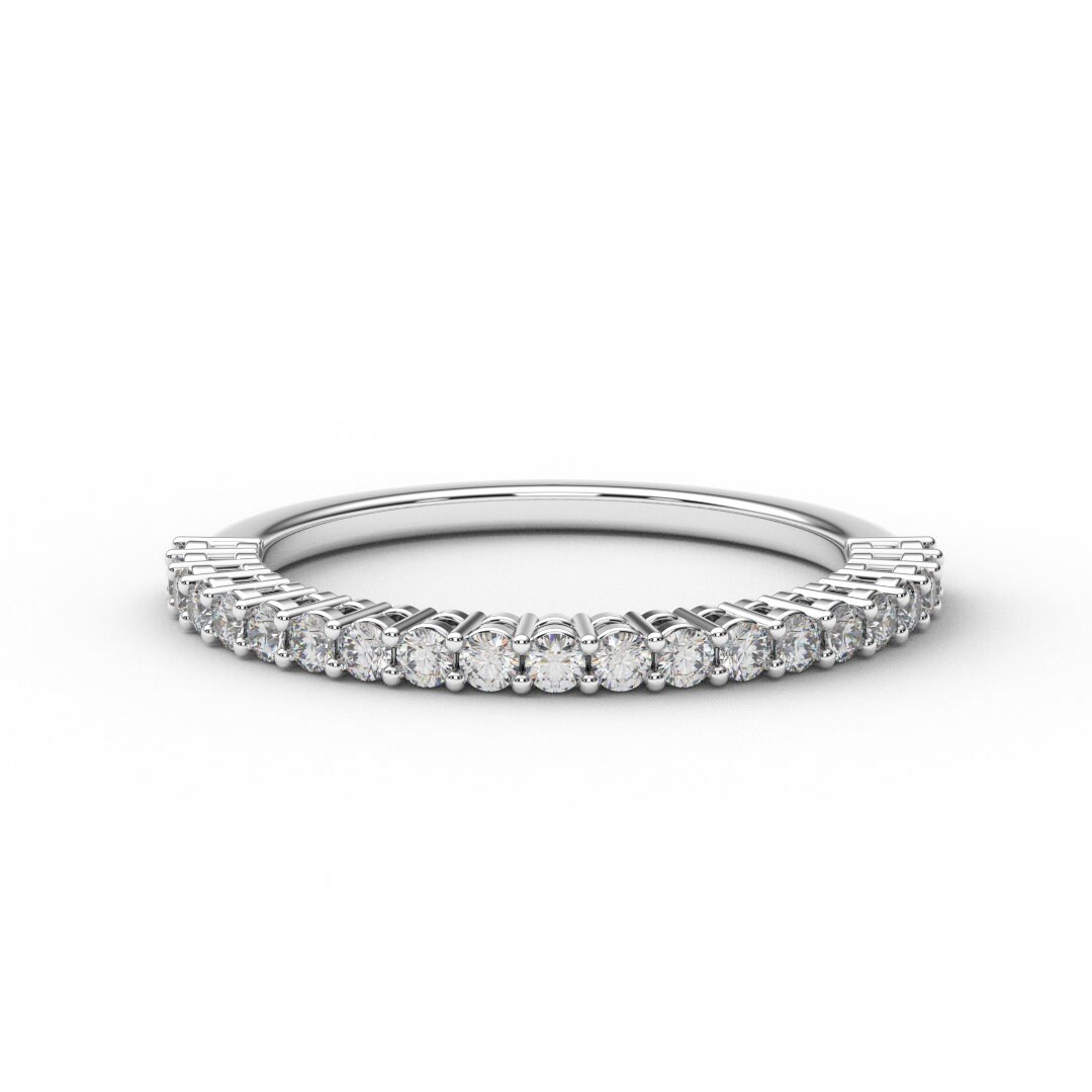 Zacken Set Lab Gewachsen Diamant Band/1.5mm Halb Eternity Stapelring Ehering 10K, 14K, 18K Gold Oder Platin von SARRIEL