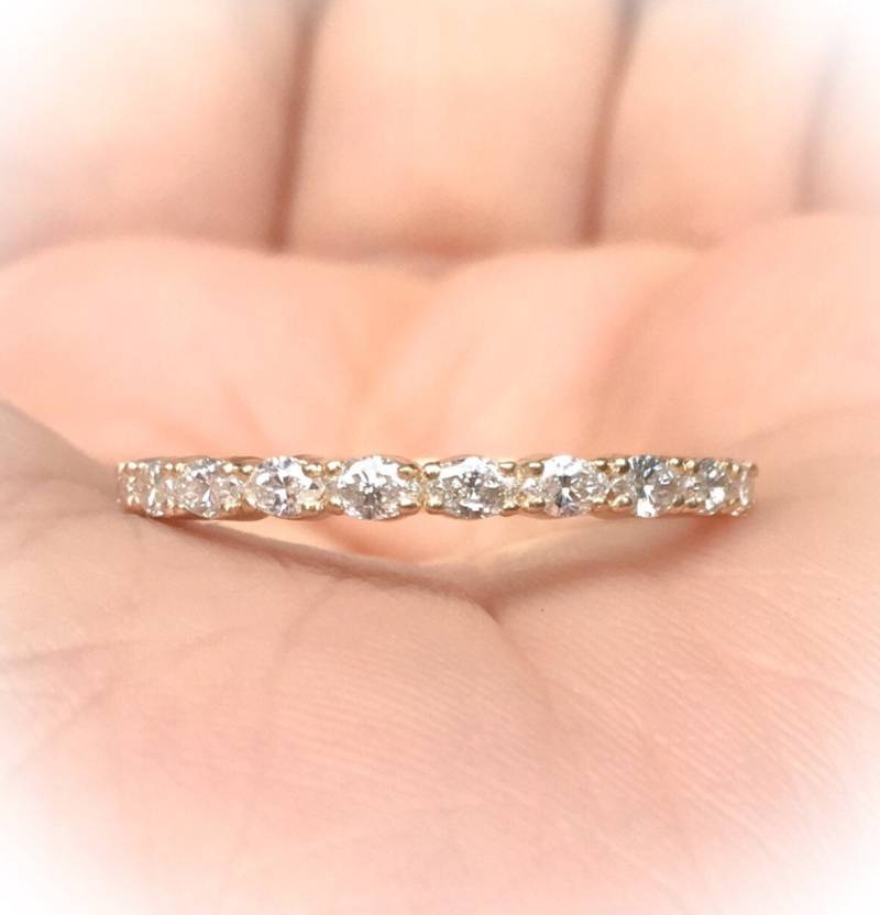 Marquise Natürliche Diamant Eternity 2.3 Mm Ring/3/4 Ewigkeit Ausgebogten Vintage Ehering April Birthstone von SARRIEL