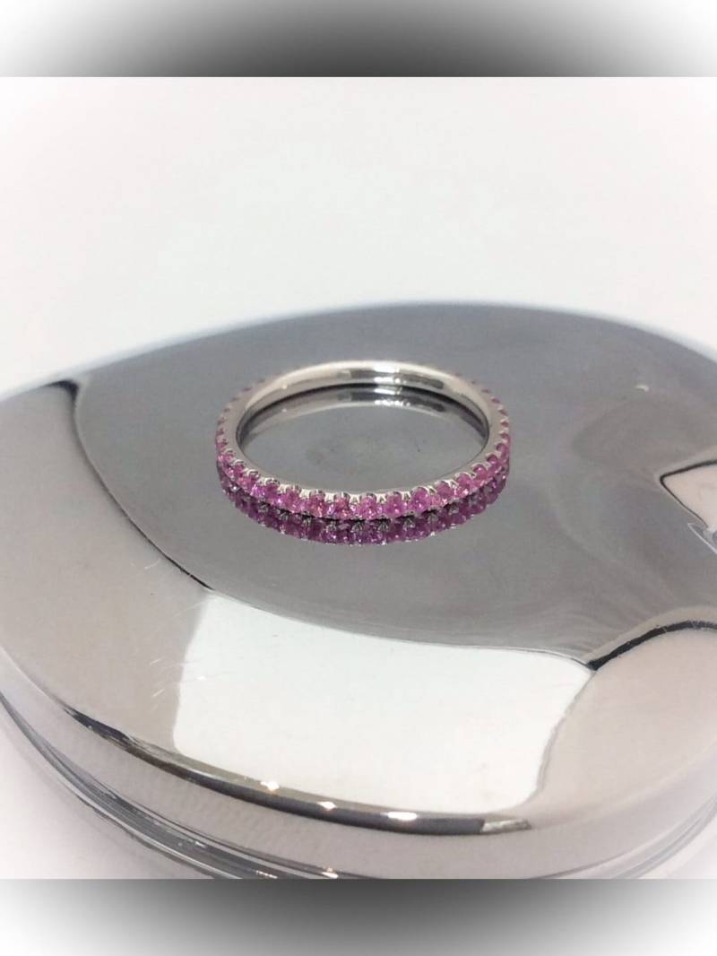 Rosa Saphir 1.5mm Voller Eternity Ring/Blushing Braut Pave Gaurd Band Sweet 16 Infinity Oktober Geburt Stapel von SARRIEL