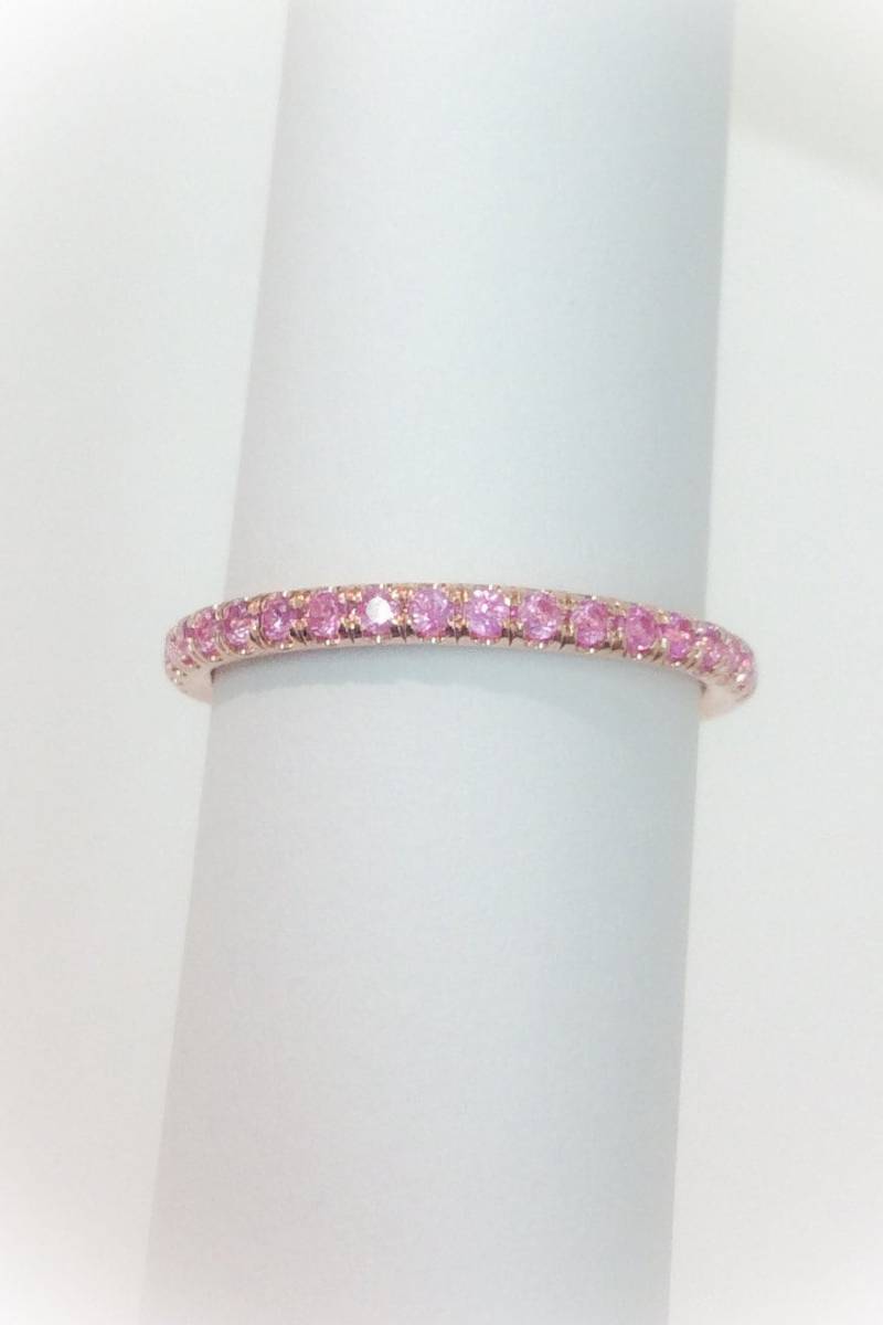 Rosa Saphir Halb Eternity Ring/1.5mm Blushing Braut Pave Infinity Band Hochzeit Stacking Oktober Geburtsstein von SARRIEL
