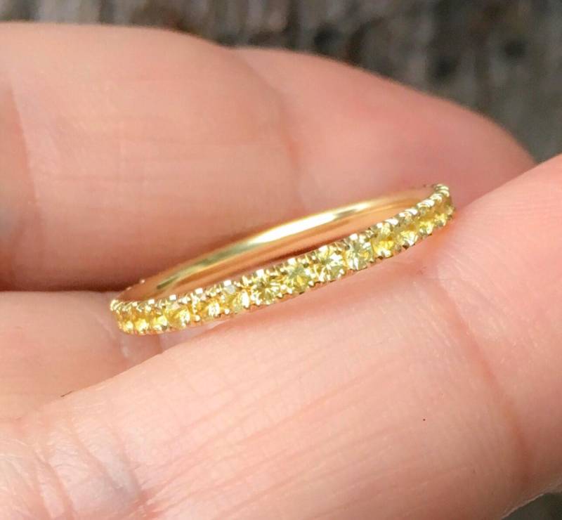 Unendlich Gelber Saphir Ring/Pave Hochzeit Band Jubiläumsring 2 Mm November Geburt Stapel von SARRIEL