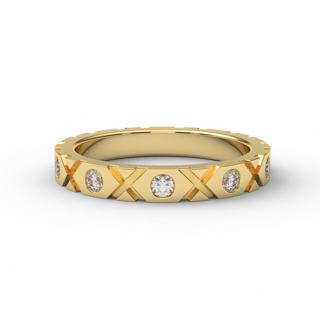 xo Full Eternity Design Ring Mit Lab Grown Diamanten/3 Mm Frauen Einzigartiges Hochzeit Diamant Bezel Set Band Infinity Stack 14K 18K Platin von SARRIEL