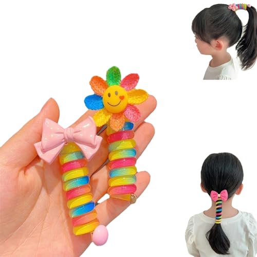 Colorful Telephone Wire Hair Bands for Kids, Spiral Hair Ties Phone Cord Multicolor Ponytail Braids Fixed Spiral Hair Rope Accessory (2 mixed colors-C) von SARUEL