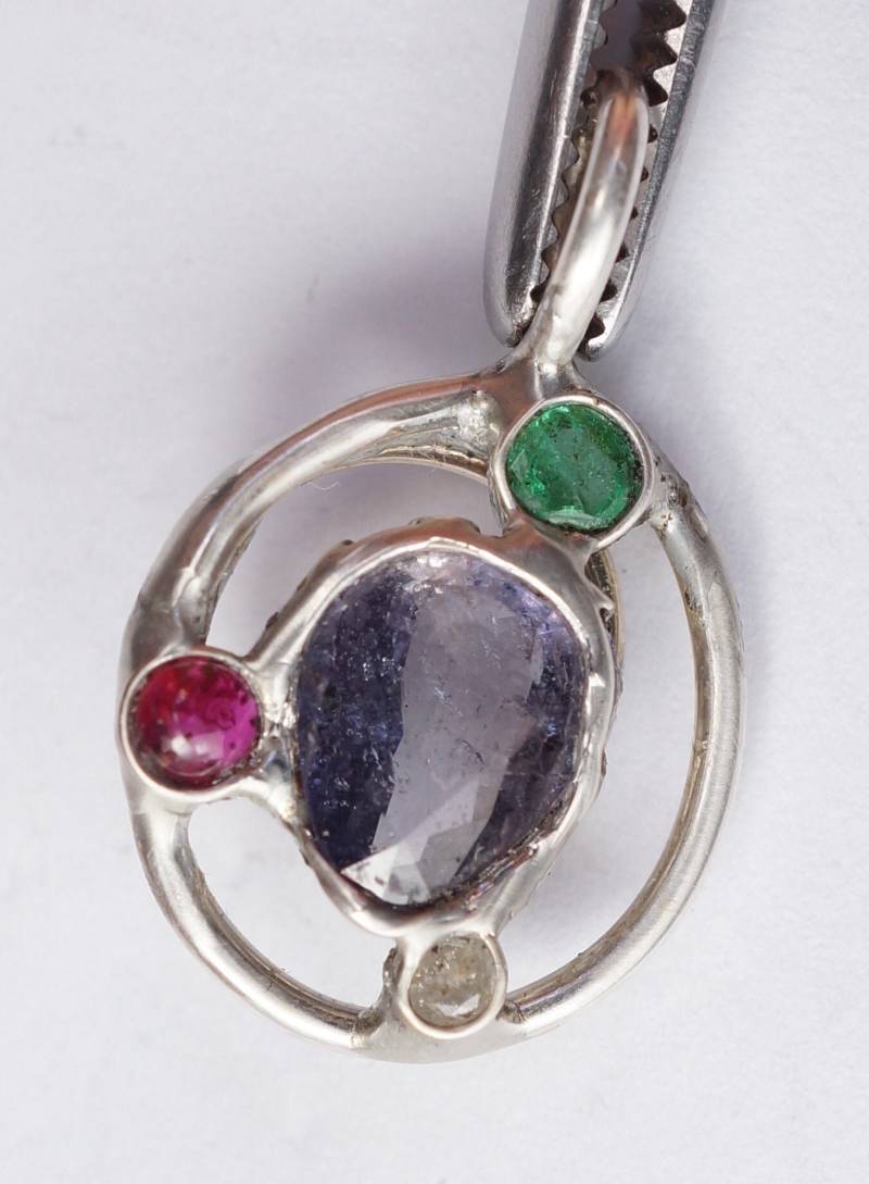 Saphir Smaragd Rubin Diamant Anhänger von SAS21Shop
