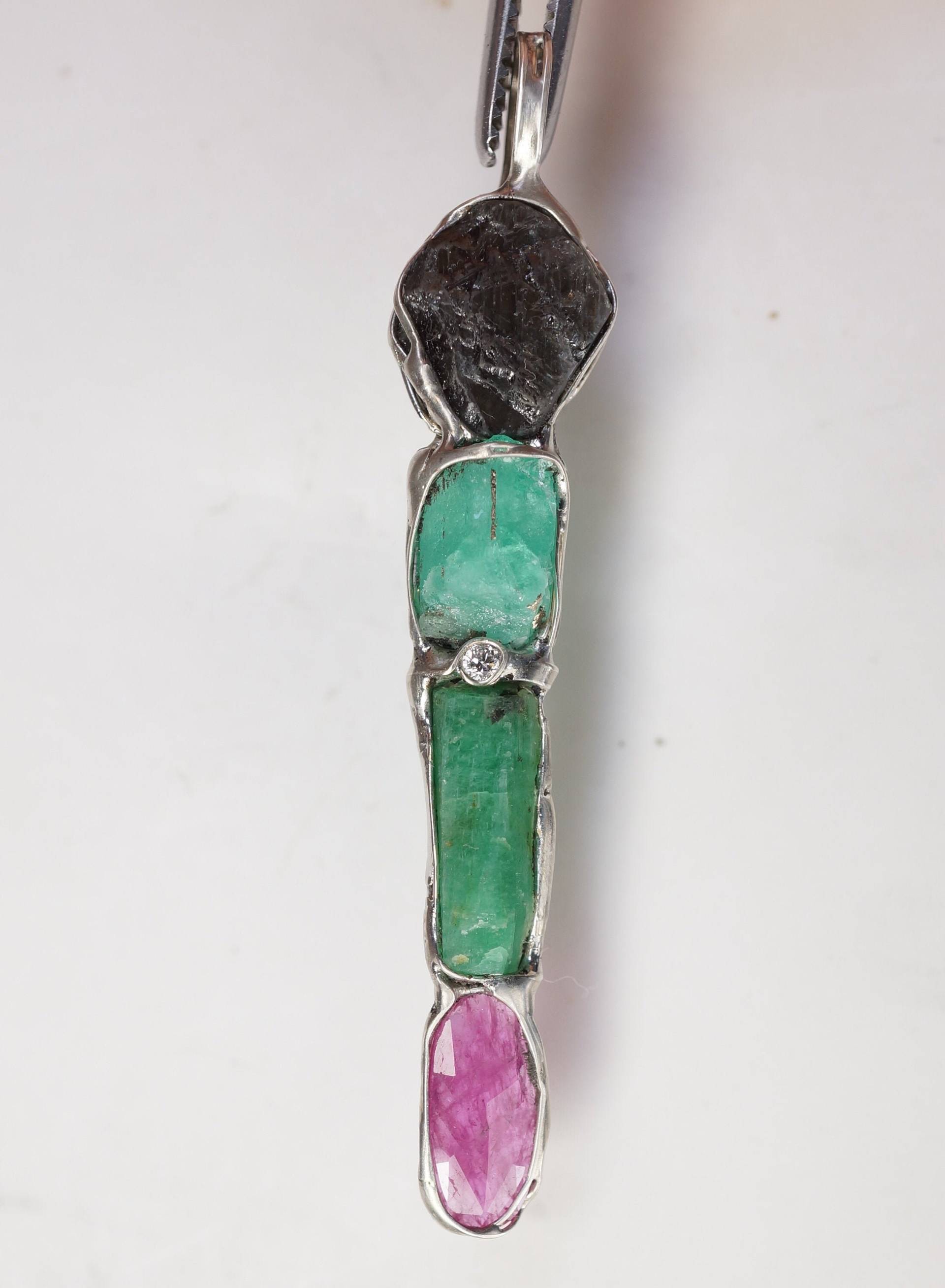 Smaragd Saphir Rubin Diamant Anhänger Smaragd Saphir Rubin Diamant Anhänger von SAS21Shop