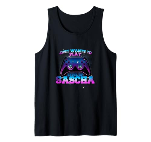 Herren SASCHA - LEVEL UP mit Controller: WILL NUR SPIELEN Tank Top von SASCHA Sohn Enkel Geburtstag Geschenkideen