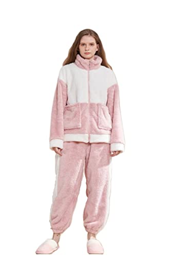 SASIGAYA Schlafanzug Damen Flanell Fleece Pyjama Hausanzug Loungewear Damen Freizeitanzug Kuschelige und Warmes Frauen Nachtwasche für Herbst/Winter Sleepwear von SASIGAYA