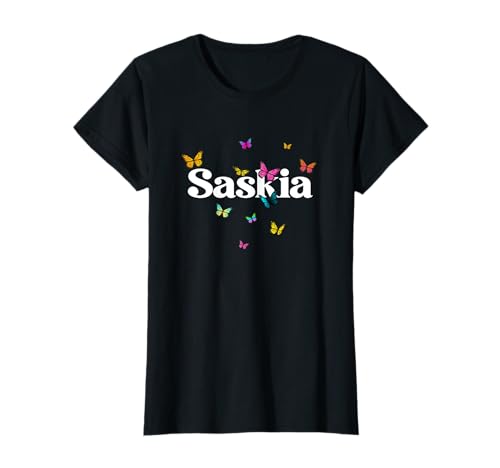 Saskia - Schöner Mädchen Name mit bunten Schmetterlingen T-Shirt Saskia - Schöner Mädchen Name mit bunten Schmetterlingen T-Shirt von SASKIA Tochter Enkel Geburtstag Geschenkideen