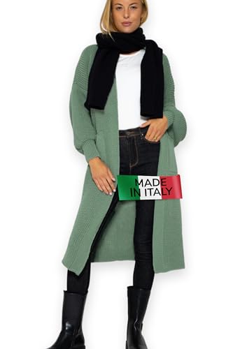 Maxi Cardigan Damen lang - Oversize Strickjacke mit Taschen - Übergangsmantel Longstrickjacke - Strickmantel Herbst Outfit Pullover & Strickjacken für Damen lang - long Cardigan petrolgrün - L von SASSYCLASSY