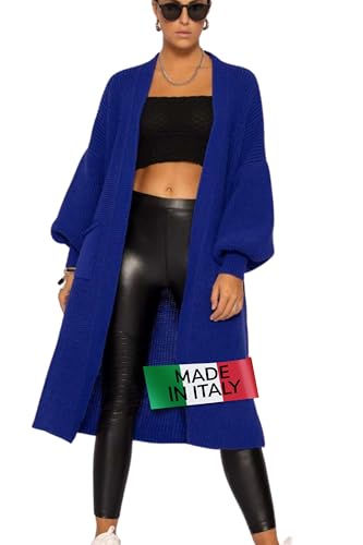 Maxi Cardigan Damen lang - Oversize Strickjacke mit Taschen - Übergangsmantel Longstrickjacke - Strickmantel Herbst Outfit Pullover & Strickjacken für Damen lang - long Cardigan royalblau - L von SASSYCLASSY