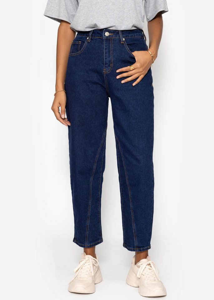 SASSYCLASSY 5-Pocket-Jeans Highwaist Jeans mit Ziernaht für Damen von SASSYCLASSY