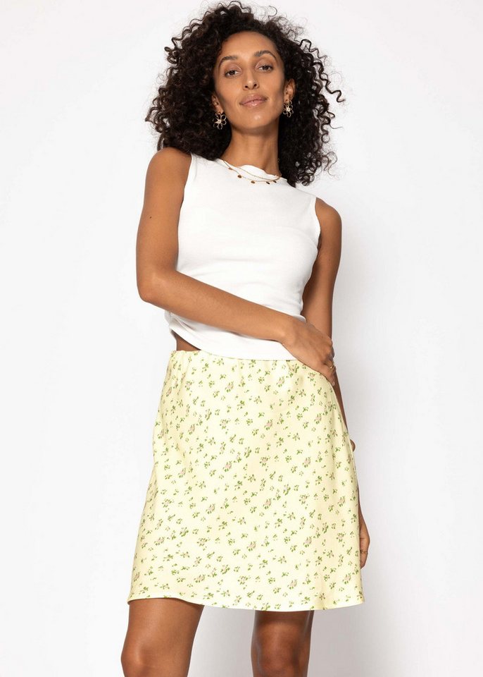 SASSYCLASSY A-Linien-Rock Femininer Rock mit floralem Muster für Damen Süßer Rock mit Blumenprint in und elastischem Gummibund aus Viskose von SASSYCLASSY