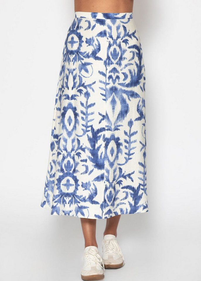 SASSYCLASSY A-Linien-Rock Maxirock mit Print Damen lässiger Rock mit seitlichem Reißverschluss blau von SASSYCLASSY