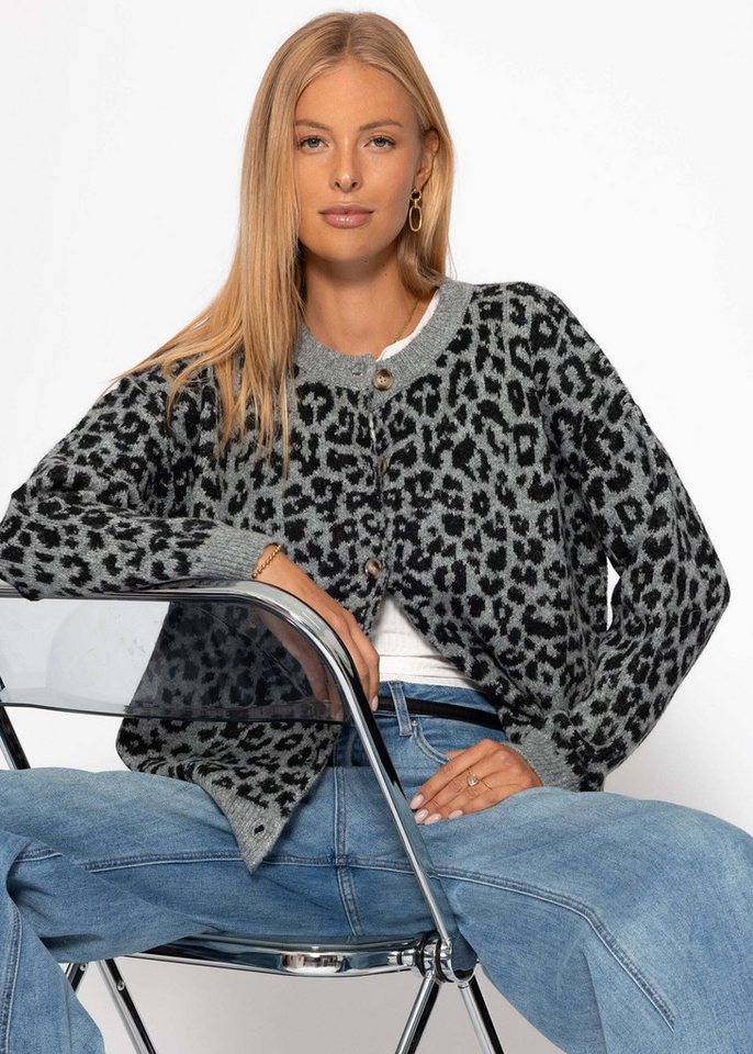 SASSYCLASSY Cardigan Lässige Oversize Strickjacke Damen mit Streifen Gestreifter Cardigan aus weichem Strick Schwarz Grau Beige von SASSYCLASSY