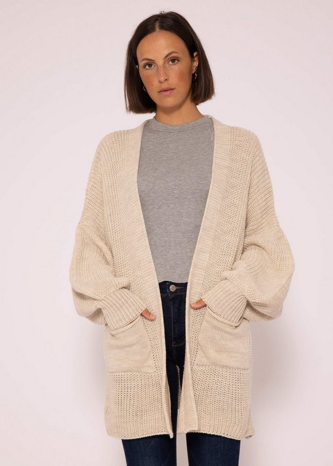 SASSYCLASSY Cardigan Oversize Strickjacke Damen aus weichem Grobstrick Lässiger Strick Cardigan mit Taschen und Ballonärmeln, Made in Italy von SASSYCLASSY