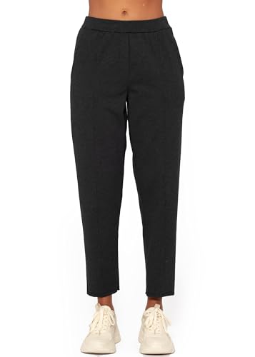 SASSYCLASSY- Chino Damen Hose mit Ziernaht - Stoffhose Elegant - Damenhose mit Gummizug - Karottenhose - Chinohose lang - Schlupfhosen für Damen - Schwarz Beige Braun Weiß Hose XS S M L XL von SASSYCLASSY