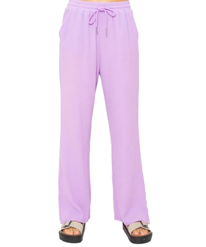 SASSYCLASSY Damen Musselin Hose M - Stoffhose luftig & leicht - High Waist Sommerhose in Flieder von SASSYCLASSY