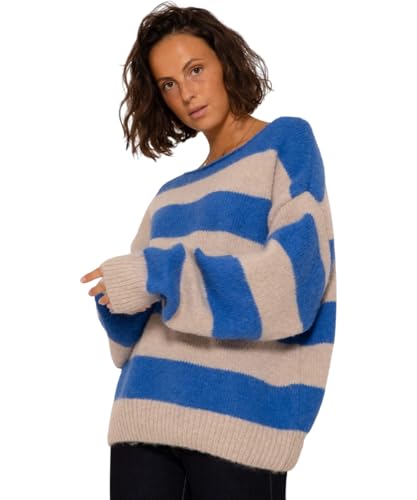 SASSYCLASSY Gestreifter Pullover Damen Winter - Oversize Sweater mit Blockstreifen - Sweatshirt Damen - Strickpulli Damen gestreift bunt - Strickpullover Damenpullover L/XL von SASSYCLASSY