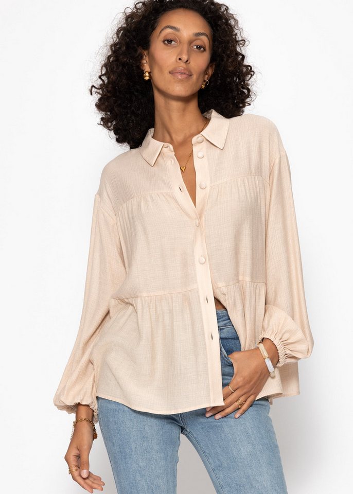 SASSYCLASSY Langarmbluse Oversize Bluse Damen aus Viskosemix mit Volants Langarm Damenbluse Leichte Hemdbluse Beige Schwarz Gelb Rosa Blau SASSYCLASSY Langarmbluse Oversize Bluse Damen aus Viskosemix mit Volants Langarm Damenbluse Leichte Hemdbluse Beige Schwarz Gelb Rosa Blau von SASSYCLASSY