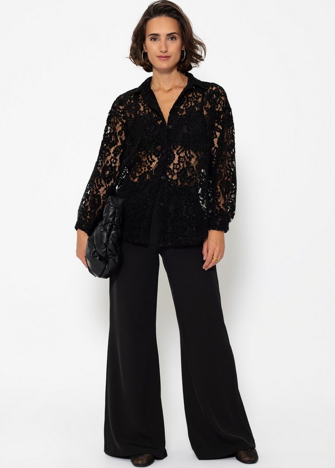 SASSYCLASSY Langarmbluse Transparente Langarm Bluse Damen mit Spitzenmuster Lockere Hemdbluse lang in Spitze mit feinem Samteffekt Elegant Schwarz SASSYCLASSY Langarmbluse Transparente Langarm Bluse Damen mit Spitzenmuster Lockere Hemdbluse lang in Spitze mit feinem Samteffekt Elegant Schwarz von SASSYCLASSY