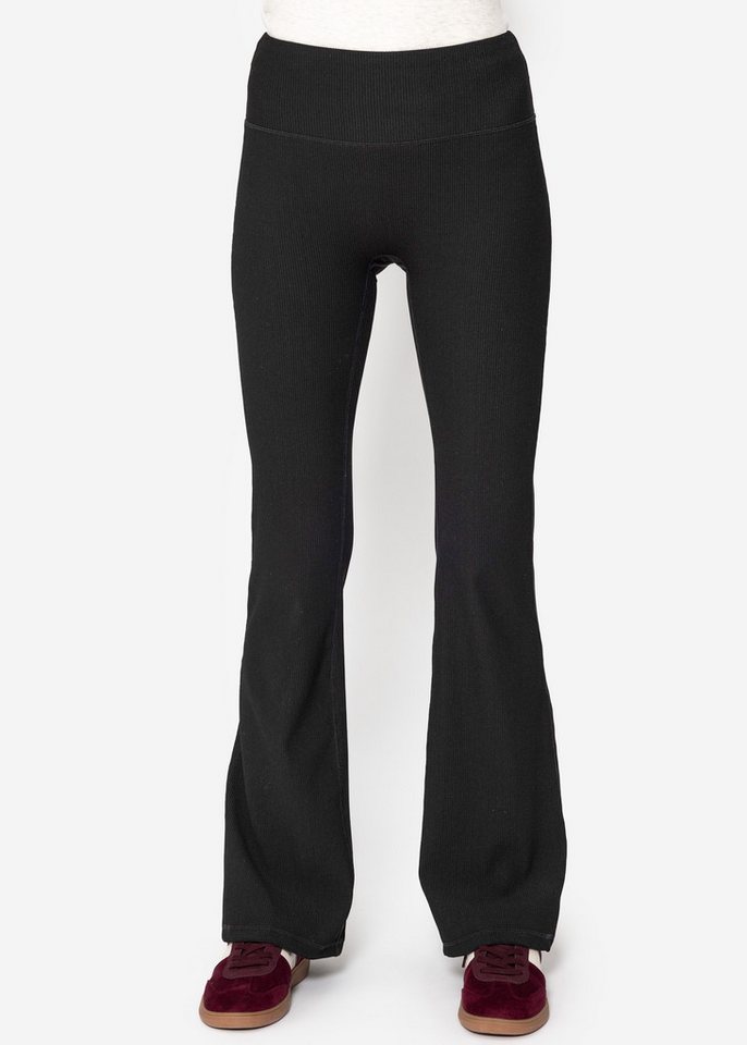 SASSYCLASSY Leggings Gerippte Sportleggings aus atmungsaktiven Material Figurbetonte High Waist Damen Leggings in Flare-Stil mit Rippstruktur von SASSYCLASSY