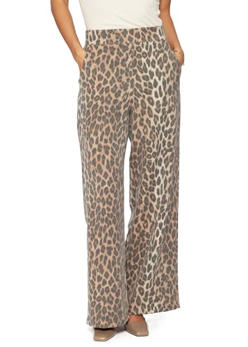 SASSYCLASSY - Leopardenhose für Damen Elegant - Leo High Waist Hose - Animal Print Damenhose - Leopardenmuster Weite Hose - Gemusterte Leoparden Stoffhose - XS S M L XL - Braun von SASSYCLASSY