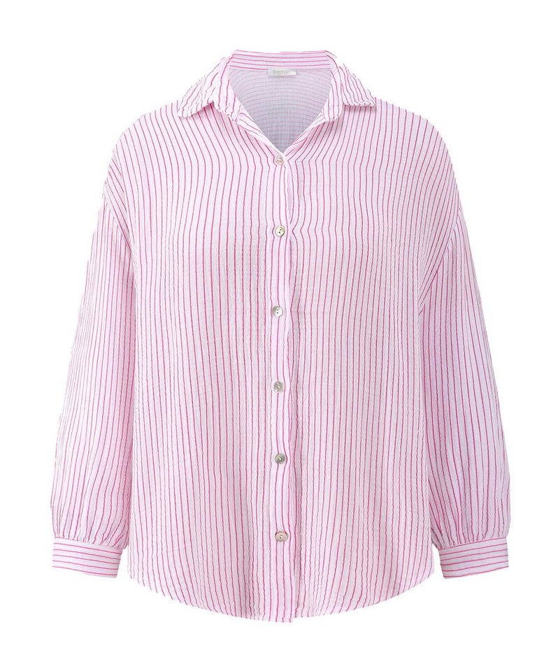 SASSYCLASSY Longbluse Oversize Musselin Bluse Damen Langarm gestreift Hemdbluse lang aus 100 % Baumwolle von SASSYCLASSY