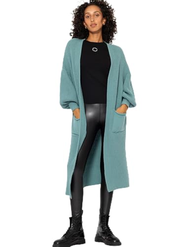 SASSYCLASSY Maxi Cardigan Damen lang - Oversize Strickjacke mit Taschen Übergangsmantel Longstrickjacke - Strickmantel Herbst Outfit Pullover & Strickjacken für Damen lang Long Cardigan Petrolgrün S von SASSYCLASSY