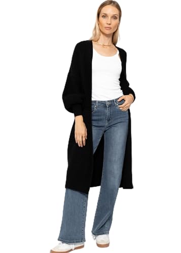 SASSYCLASSY Maxi Cardigan Damen lang - Oversize Strickjacke mit Taschen - Übergangsmantel Longstrickjacke - Strickmantel Herbst Outfit Pullover & Strickjacken für Damen lang - Long Cardigan Schwarz S von SASSYCLASSY