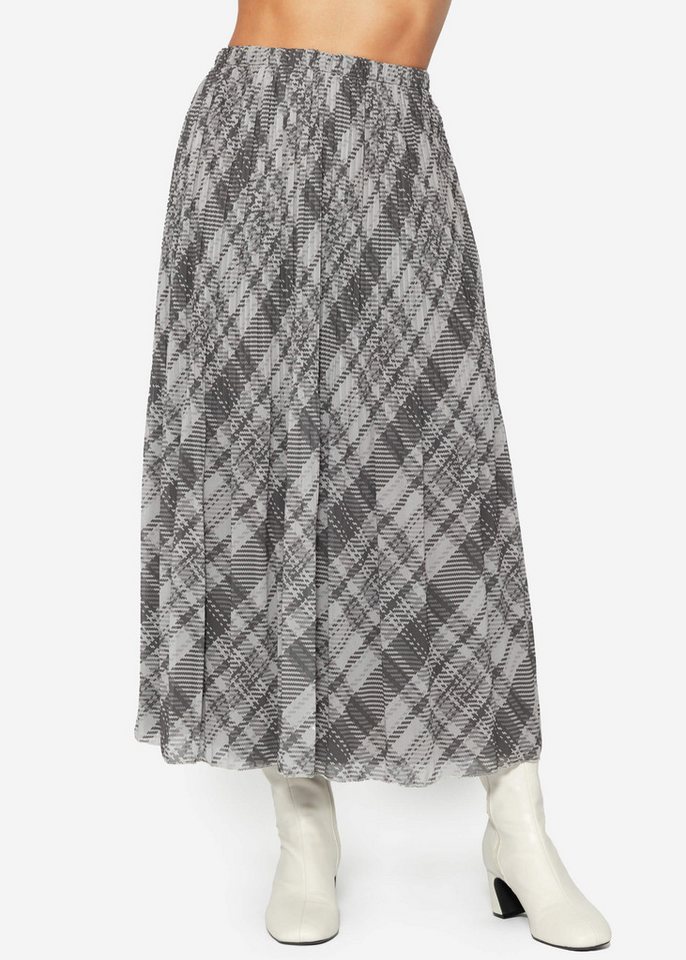 SASSYCLASSY Midirock A-Line midi Rock Elegant aus Chiffon mit Falten Plissé Rock lang mit Gummiband in Karo Leo Muster Grau Braun Schwarz SASSYCLASSY Midirock A-Line midi Rock Elegant aus Chiffon mit Falten Plissé Rock lang mit Gummiband in Karo Leo Muster Grau Braun Schwarz von SASSYCLASSY