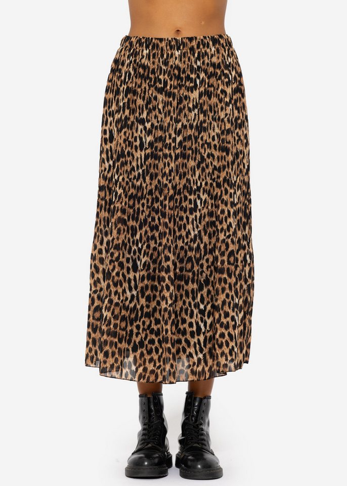SASSYCLASSY Midirock A-Line midi Rock aus Chiffon mit Falten Elegant Plissé Rock lang mit Gummibund in Karo Leo Muster Grau Braun Schwarz SASSYCLASSY Midirock A-Line midi Rock aus Chiffon mit Falten Elegant Plissé Rock lang mit Gummibund in Karo Leo Muster Grau Braun Schwarz von SASSYCLASSY