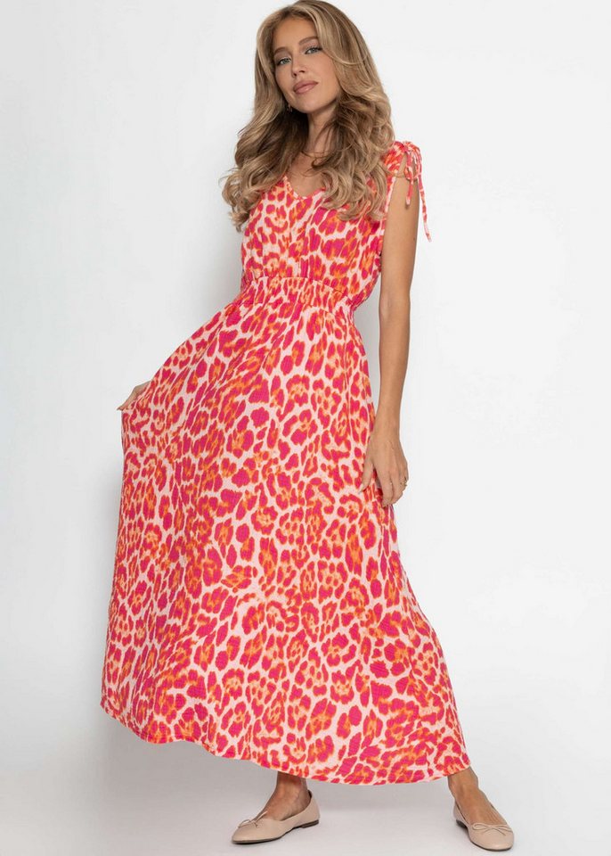 SASSYCLASSY Minikleid Maxikleid aus Musselin mit Leo-Print für Damen Sommerliches Kleid aus Baumwolle mit elastischer Taille von SASSYCLASSY