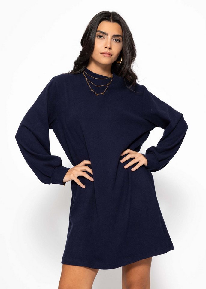 SASSYCLASSY Minikleid Sweatkleid mit Stehkragen für Damen Lässiges Kleid im Oversized Fit Braun Schwarz Beige Grau Dunkelblau von SASSYCLASSY