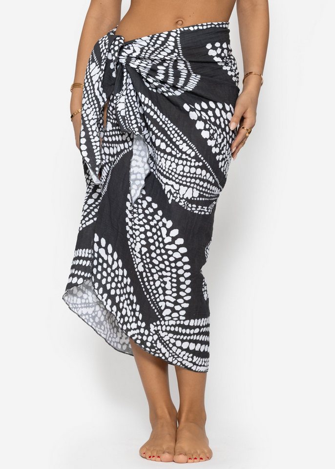 SASSYCLASSY Pareo Luftiges Beach Pareo aus Musselin Damen mit Print von SASSYCLASSY