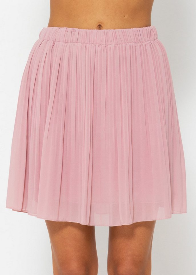 SASSYCLASSY Plisseerock Mini Plissée Rock Damen mit Gummibund Elegant A-Linien-Rock kurz aus Chiffon mit Unterrock und Ton in Ton Nähten von SASSYCLASSY